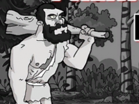 Black And White Prehistoric Man Escape